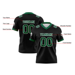 Benutzerdefinierte Schwarz Grün Fußball Trikots Personalisierter Name Nummer Logo