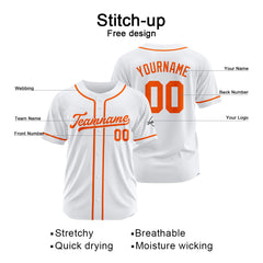 Benutzerdefinierte Authentisch Baseball-Trikot Weiß-Orange