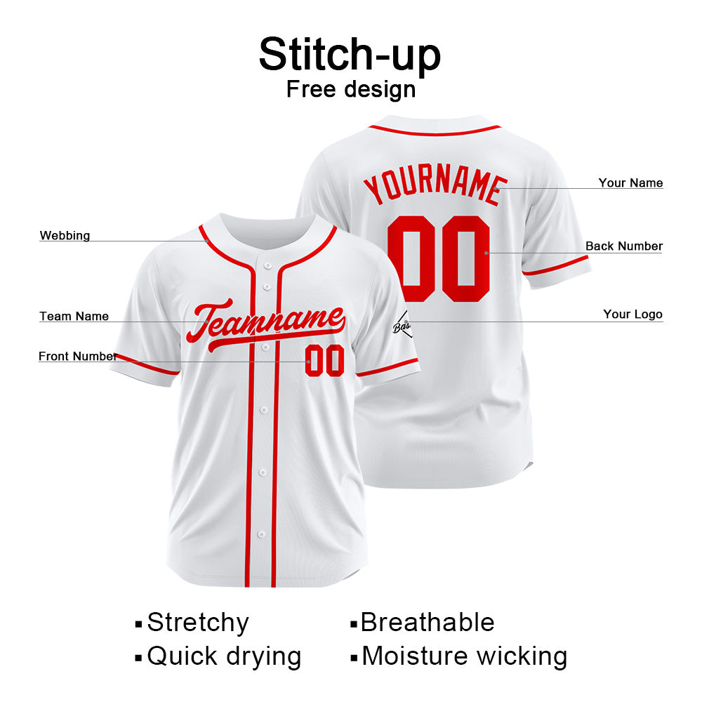Benutzerdefinierte Authentisch Baseball-Trikot weiß-Rot