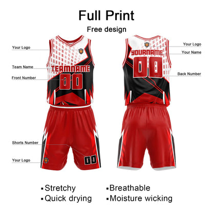 Benutzerdefinierter Rot Basketball Jersey Uniform Anzug gedruckt Ihr Logo Name Nummer