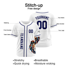 Benutzerdefinierte Baseball Jersey Personalisierte Baseball Shirt genäht und Druck Weiß