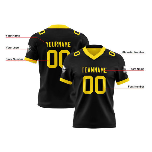 Benutzerdefinierte Schwarz Weiß Gelb  Reversibel Genäht Fußball Trikot Personalisierte Fußball Shirts für Männer gedruckt Team Name Nummer Logo