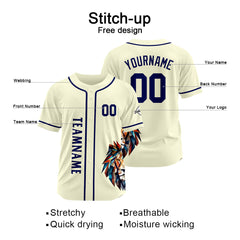 Benutzerdefinierte Baseball Jersey Personalisierte Baseball Shirt genäht und Druck Creme