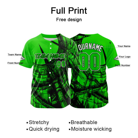 Benutzerdefinierte Baseball Jersey Personalisierte Baseball Shirt genäht und Druck Grün