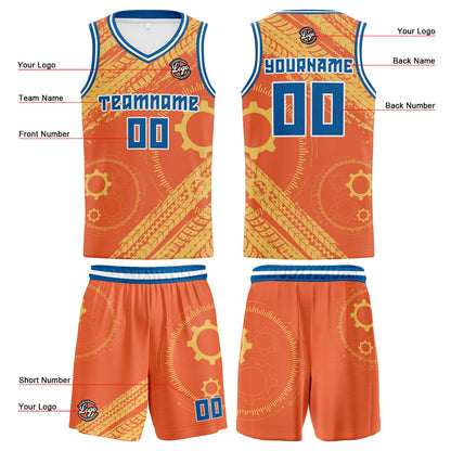 Benutzerdefinierter Orange Blau Basketball Jersey Uniform Anzug gedruckt Ihr Logo Name Nummer