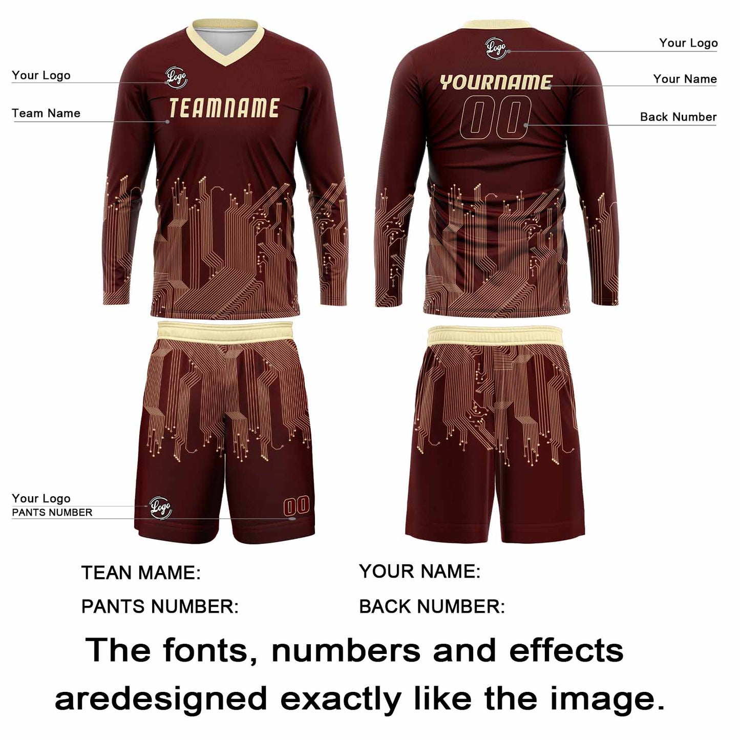 Kundenspezifisches Dunkelrot Lichtgelb Basketball Fußball Schießen langes T-Shirt für Erwachsene und Kinder