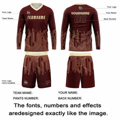 Kundenspezifisches Dunkelrot Lichtgelb Basketball Fußball Schießen langes T-Shirt für Erwachsene und Kinder