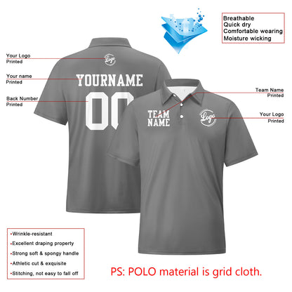 Benutzerdefinierte Grau Weiß Fußball Polo-Shirts Fügen Sie Ihr Einzigartiges hinzu Logo/Name/Nummer