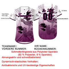 Benutzerdefiniert Lila Weiß Personalisierter Baseball Jersey mit Farbverlauf Team Uniform mit Namen und Nummer