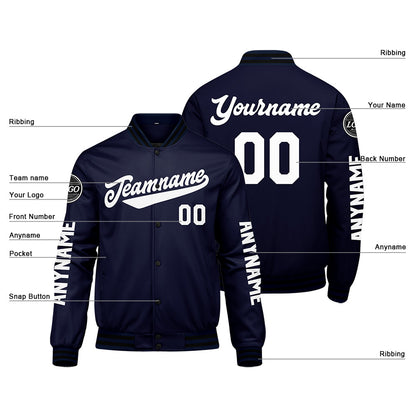 Maßgeschneiderte Marine Letterman Varsity Jacket Individuelle Stickerei Druck nach Ihrem Wunsch