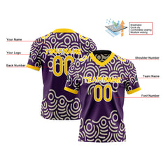 Benutzerdefinierte Lila Gelb Reversibel Fußball Trikot Personalisierte Gradient Fußball Shirts für Männer gedruckt Team Name Nummer Logo