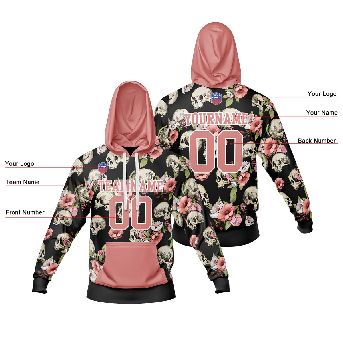 Benutzerdefinierter Sweatshirt-Hoodie für Mann, Frau, Mädchen, Junge. Drucken Sie Ihr Logo, Ihren Namen und Ihre Nummer