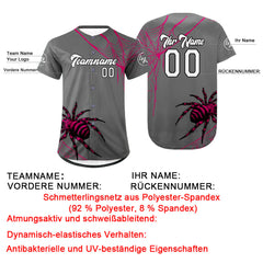 Benutzerdefiniert Grau Rosa Personalisierter Baseball Jersey mit Farbverlauf Team Uniform mit Namen und Nummer