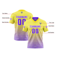 Benutzerdefinierte Gelb Lila Reversibel Fußball Trikot Personalisierte Gradient Fußball Shirts für Männer gedruckt Team Name Nummer Logo