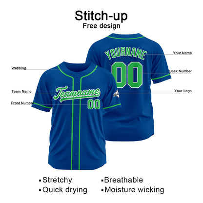 Benutzerdefinierte Authentisch Baseball-Trikot Royal-Grün