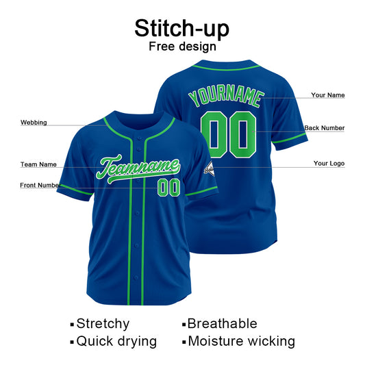 Benutzerdefinierte Authentisch Baseball-Trikot Royal-Grün