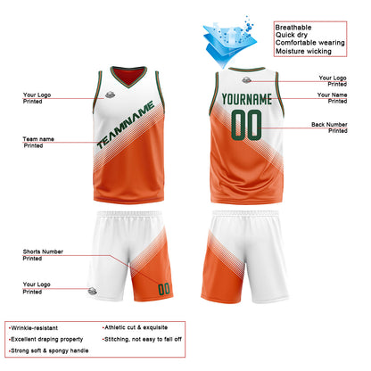 Benutzerdefinierte Weiß Orange Reversible Basketball Jersey Personalisierte Print Name Nummer Logo