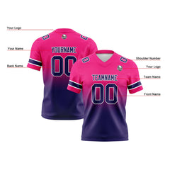 Benutzerdefinierte Rose & Dunkel Lila Gradient Fußball Trikots Personalisierter Name Nummer Logo