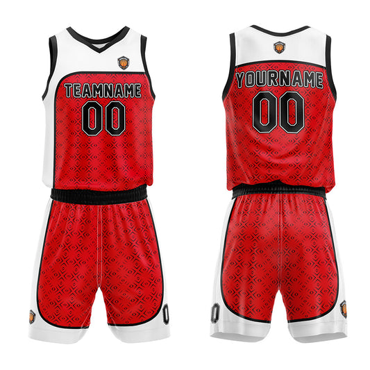 Benutzerdefinierter Basketball Jersey Uniform Anzug für Männer Frauen Mädchen Jungen gedruckt Ihr Logo Name Nummer Rot