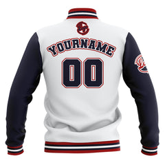 Benutzerdefiniert  Weiß Marine Rot Wasserdichte Varsity Jacken Personalisiert genäht Name Nummer Logo zu Letterman Jacken