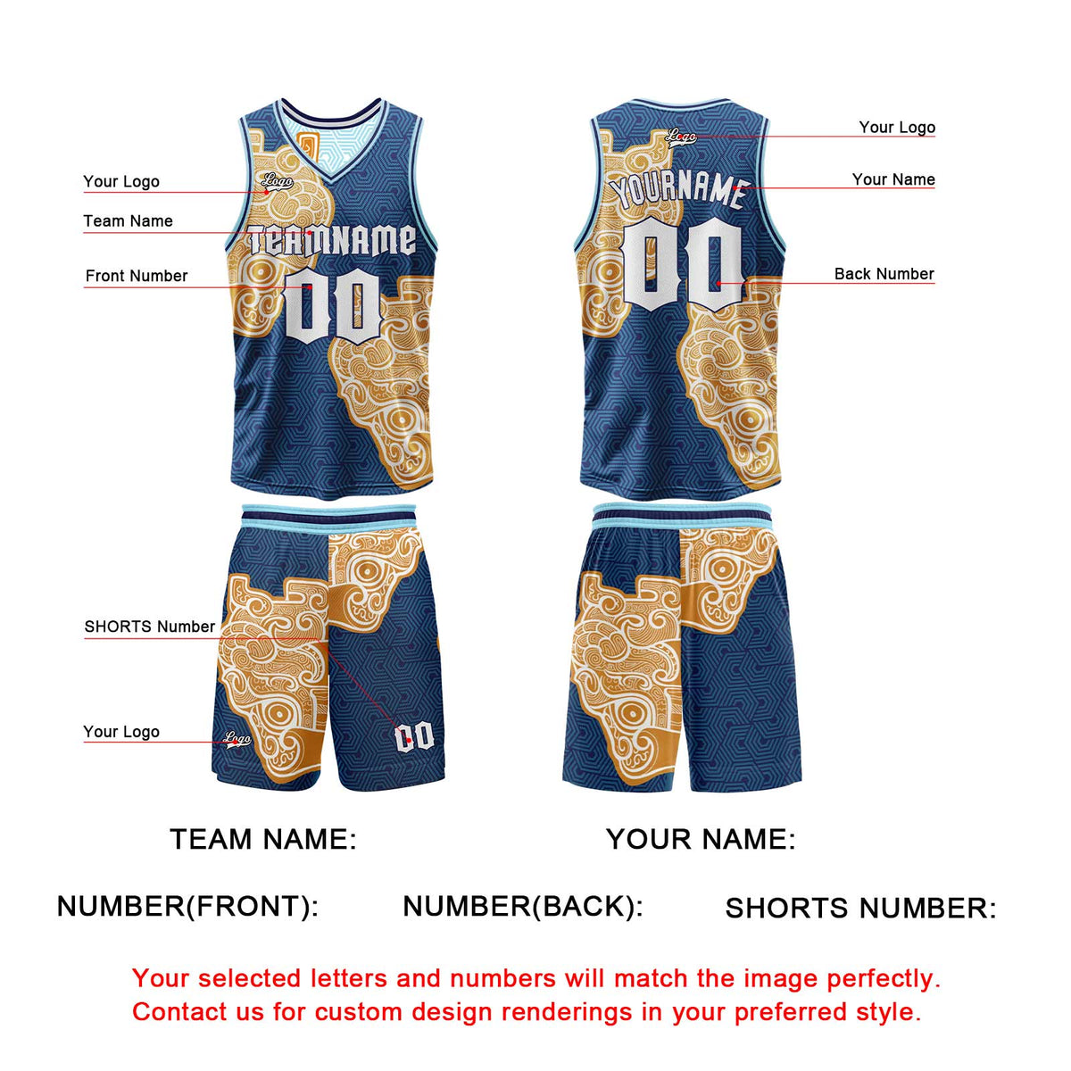 Benutzerdefinierte Marine Hellblau Reversible Basketball Jersey Personalisierte Print Name Nummer Logo