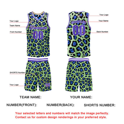 Benutzerdefinierte Grüner Eisberg Blau Reversible Basketball Jersey Personalisierte Print Name Nummer Logo