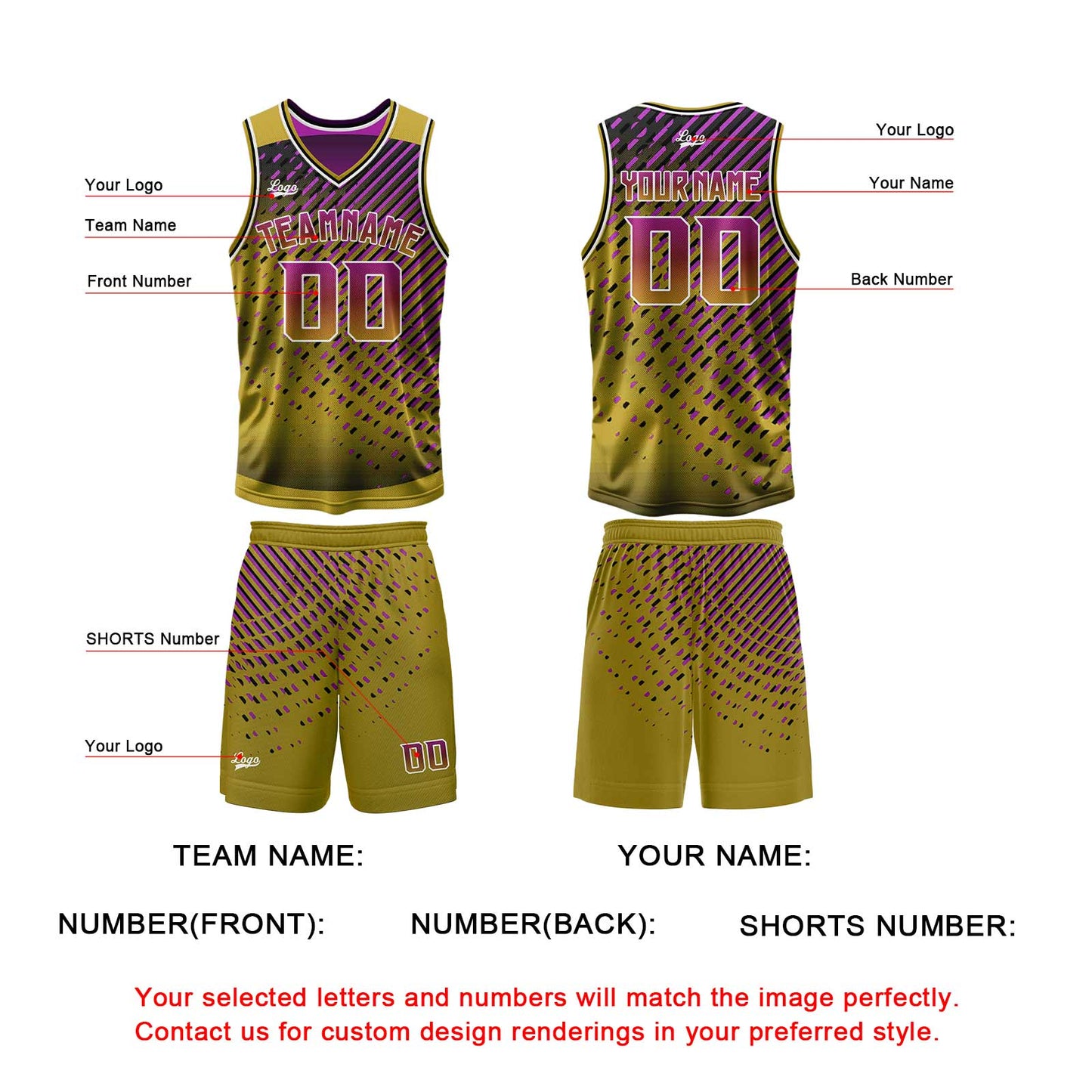 Benutzerdefinierte Gold Rosa Reversible Basketball Jersey Personalisierte Print Name Nummer Logo