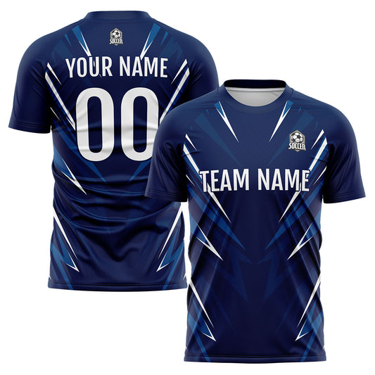 Benutzerdefinierte Dunkelblau Fußball Trikots für Männer Frauen Personalisierte Fußball Uniformen für Erwachsene und Kind