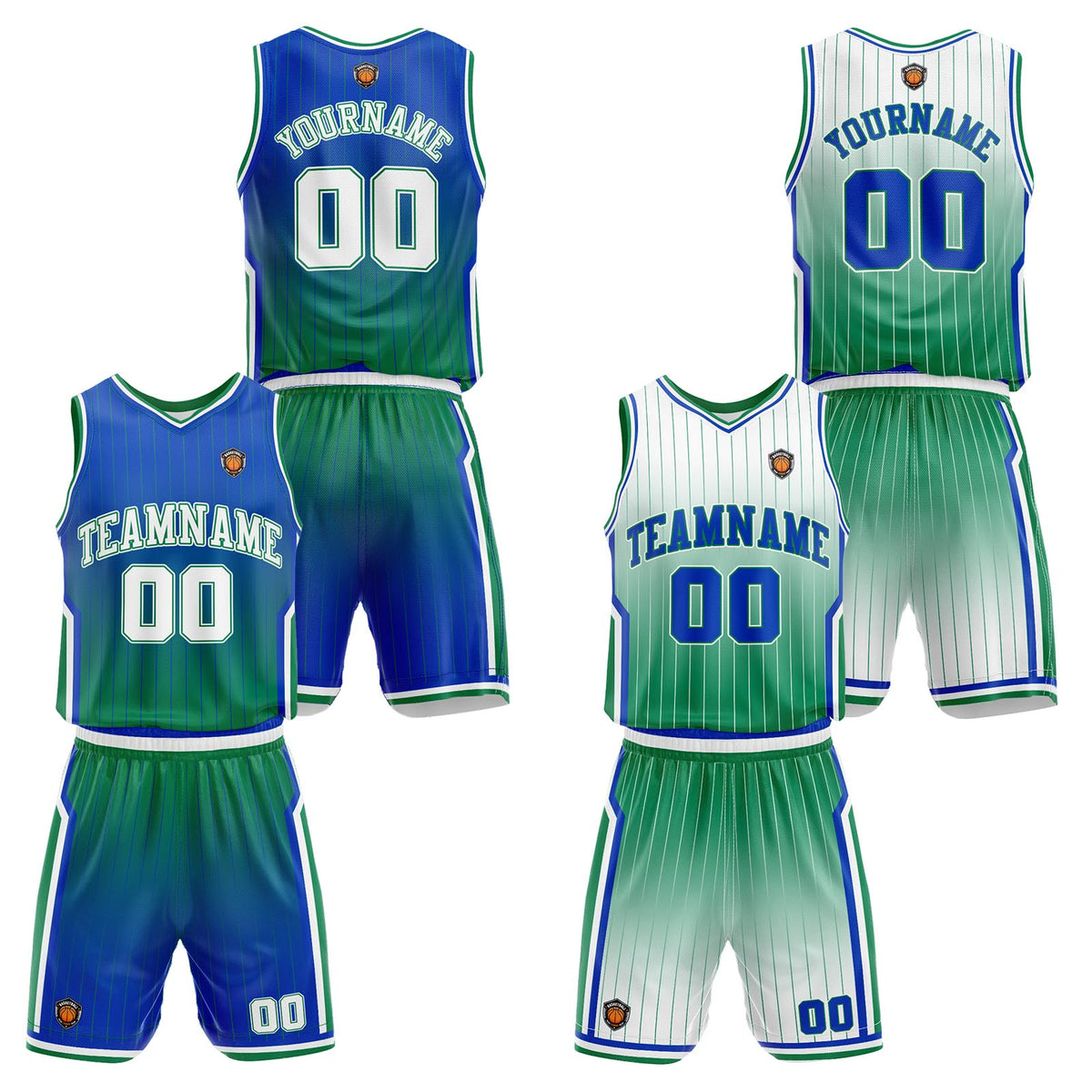 Benutzerdefinierte Grün Reversible Basketball Jersey Personalisierte Name Nummernlogo drucken