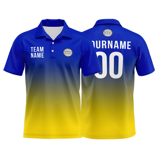 Benutzerdefinierte Königliche Gelb Fußball Polo-Shirts Fügen Sie Ihr Einzigartiges hinzu Logo/Name/Nummer