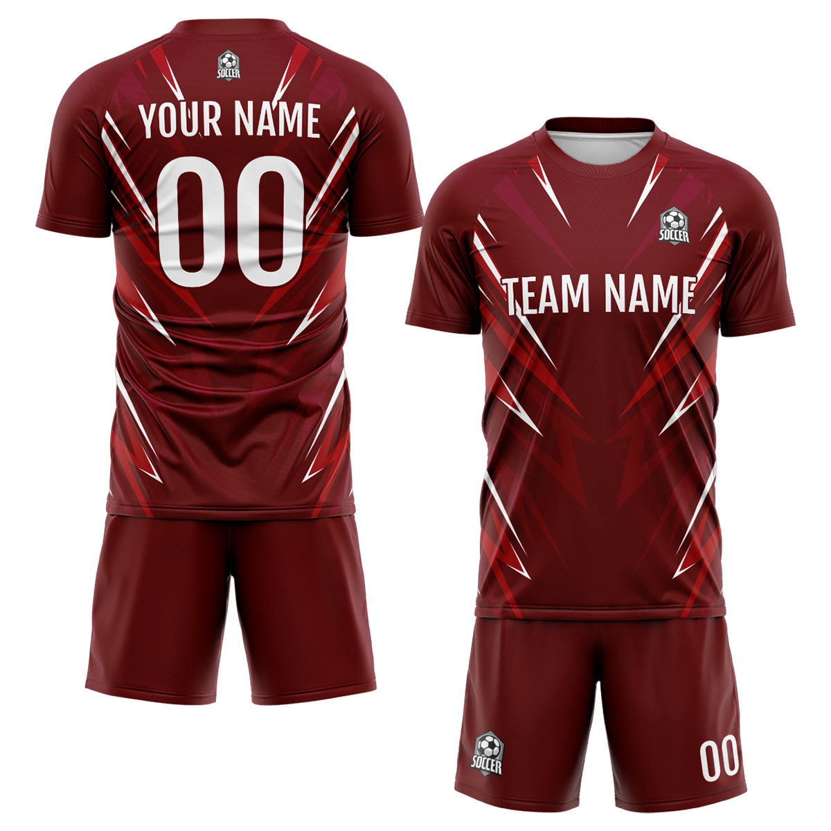 Benutzerdefinierte Dunkelrot Fußball Trikots für Männer Frauen Personalisierte Fußball Uniformen für Erwachsene und Kind