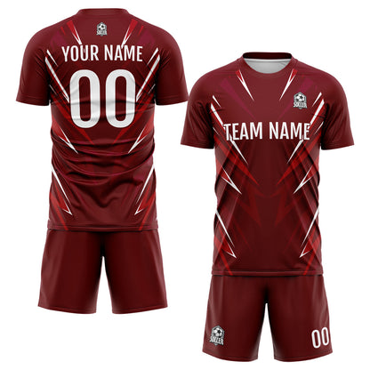Benutzerdefinierte Dunkelrot Fußball Trikots für Männer Frauen Personalisierte Fußball Uniformen für Erwachsene und Kind