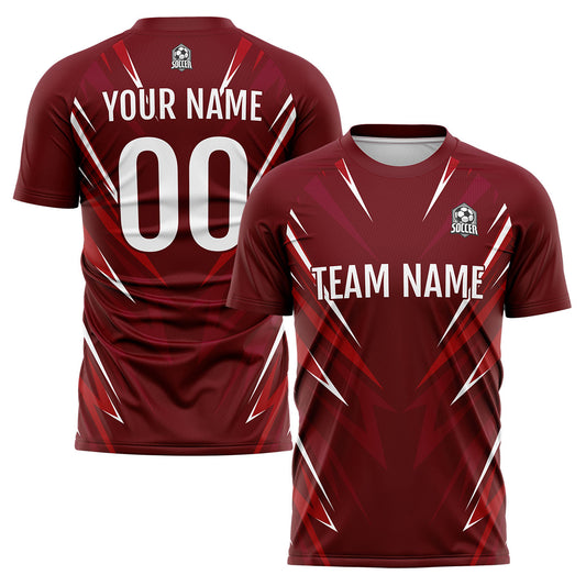 Benutzerdefinierte Dunkelrot Fußball Trikots für Männer Frauen Personalisierte Fußball Uniformen für Erwachsene und Kind