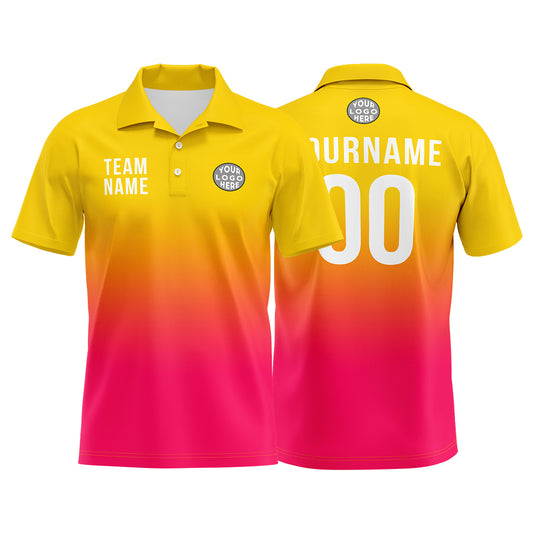 Benutzerdefinierte Gelb Heiß Rosa Fußball Polo-Shirts Fügen Sie Ihr Einzigartiges hinzu Logo/Name/Nummer