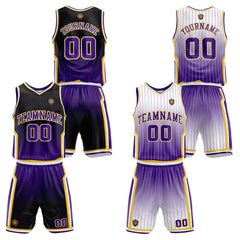 Benutzerdefinierte Lila Reversible Basketball Jersey Personalisierte Name Nummernlogo drucken