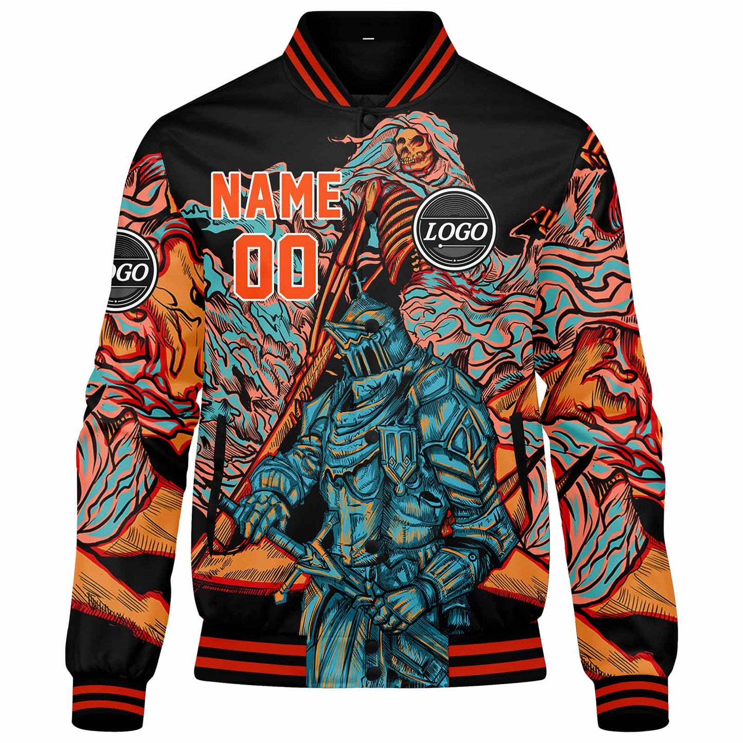 Benutzerdefinierte Verlauf Varsity-Jacke. Letterman-Jacke Orange