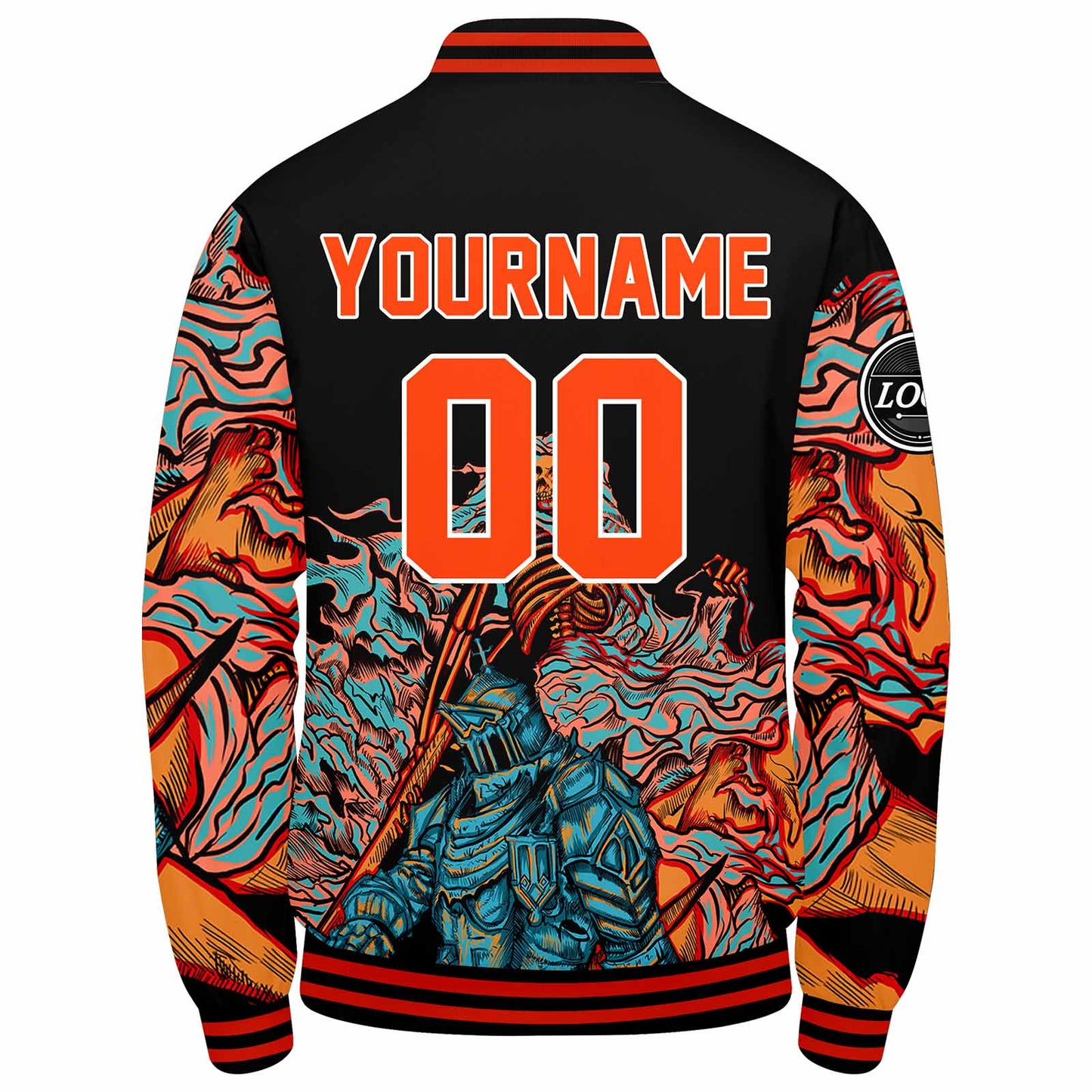 Benutzerdefinierte Verlauf Varsity-Jacke. Letterman-Jacke Orange
