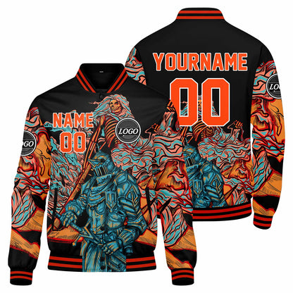 Benutzerdefinierte Verlauf Varsity-Jacke. Letterman-Jacke Orange