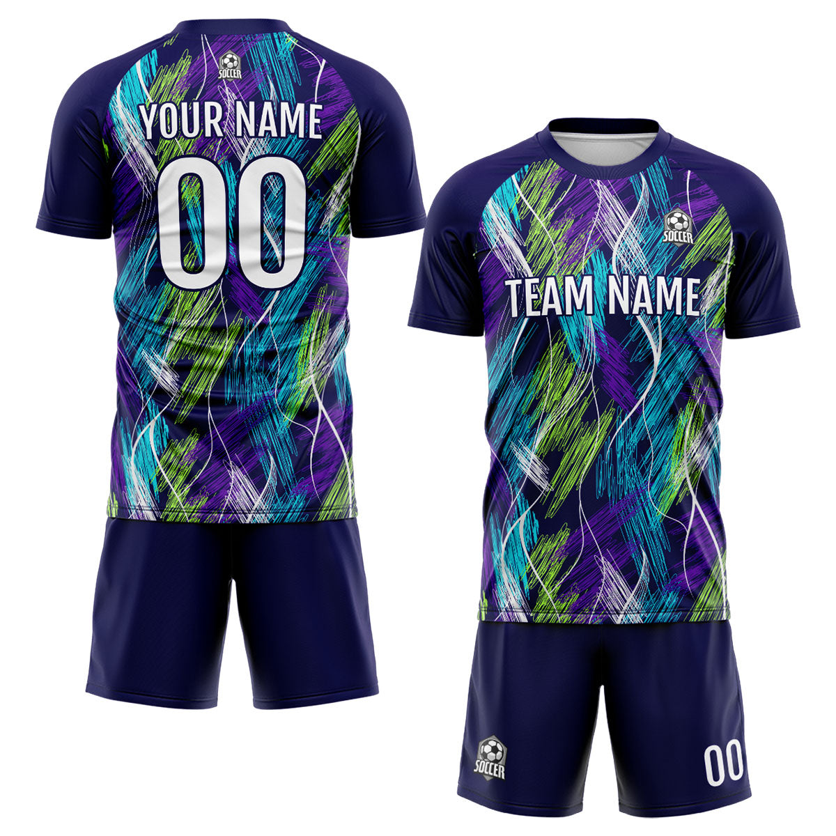 Benutzerdefinierte Lila Hellblau Fußball Trikots für Männer Frauen Personalisierte Fußball Uniformen für Erwachsene und Kind
