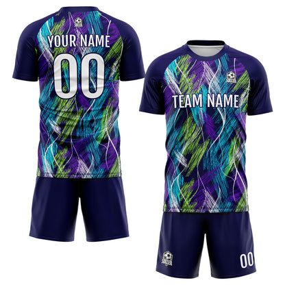 Benutzerdefinierte Lila Hellblau Fußball Trikots für Männer Frauen Personalisierte Fußball Uniformen für Erwachsene und Kind