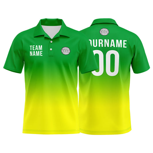 Benutzerdefinierte Grün Gelb Fußball Polo-Shirts Fügen Sie Ihr Einzigartiges hinzu Logo/Name/Nummer