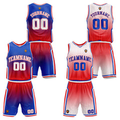 Benutzerdefinierte Königlich Rot Reversible Basketball Jersey Personalisierte Name Nummernlogo drucken