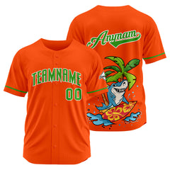 Benutzerdefinierte Baseball Jersey Personalisierte Baseball Shirt genäht und Druck Surfen Hai&Orange