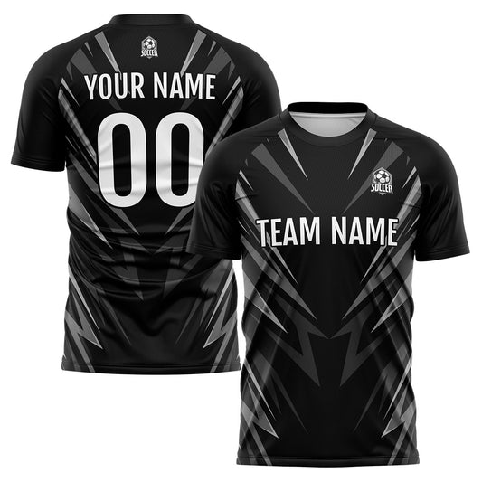 Benutzerdefinierte Schwarz Fußball Trikots für Männer Frauen Personalisierte Fußball Uniformen für Erwachsene und Kind