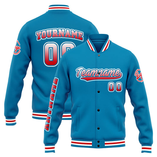 Benutzerdefinierte Varsity-Jacke. Letterman-Jacke für Männer, Frauen und Jugendliche Blau Rot