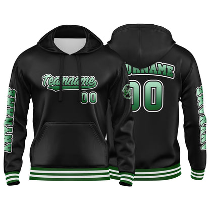 Benutzerdefinierter Grün Schwarz Hoodie für Mann, Frau, Mädchen, Junge. Drucken Sie Ihr Logo, Ihren Namen und Ihre Nummer
