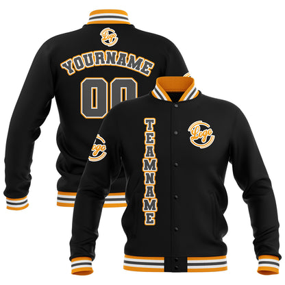Benutzerdefiniert Schwarz Gelb Grau Wasserdichte Varsity Jacken Personalisiert genäht Name Nummer Logo zu Letterman Jacken