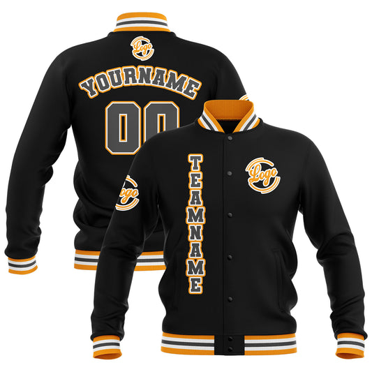 Benutzerdefiniert Schwarz Gelb Grau Wasserdichte Varsity Jacken Personalisiert genäht Name Nummer Logo zu Letterman Jacken