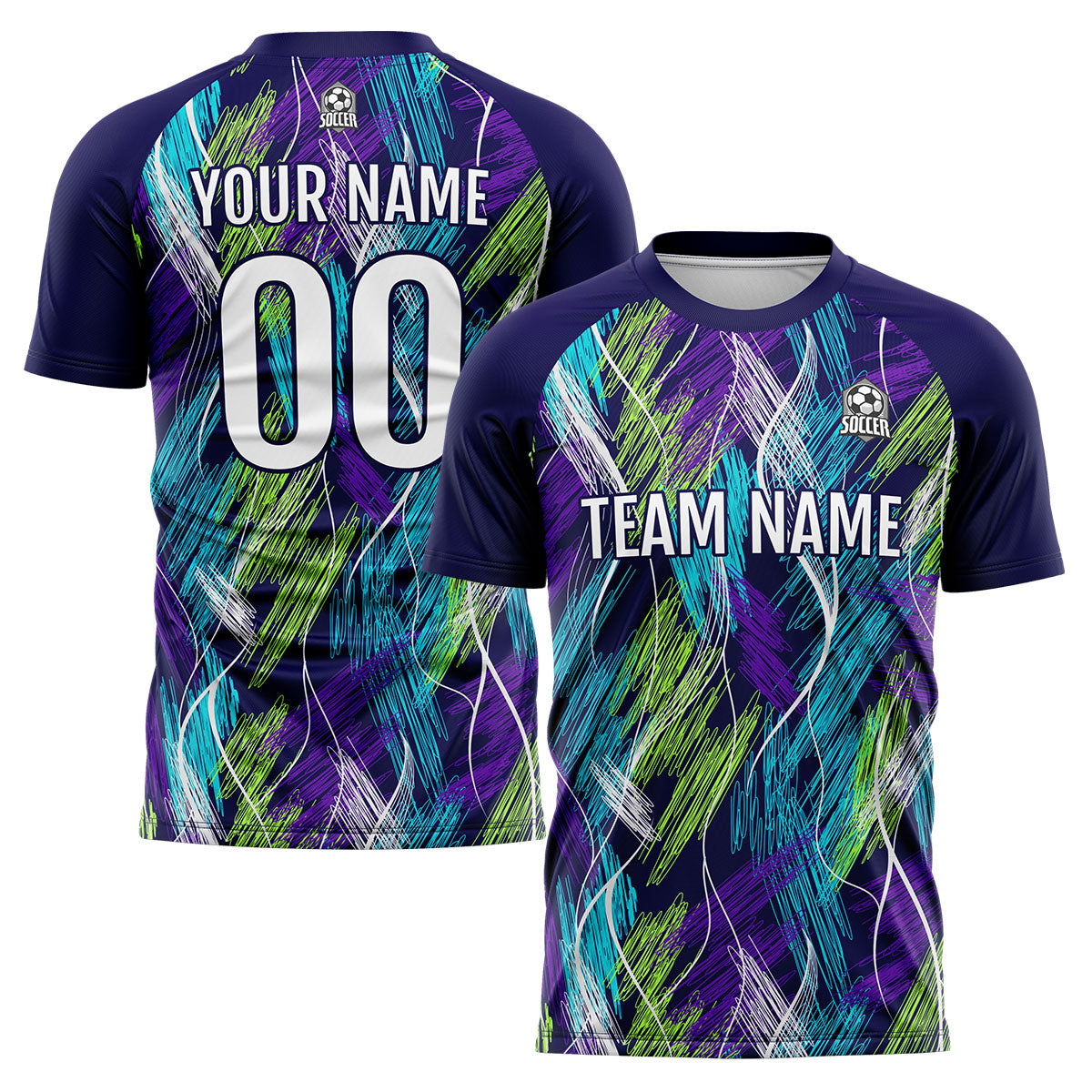 Benutzerdefinierte Lila Hellblau Fußball Trikots für Männer Frauen Personalisierte Fußball Uniformen für Erwachsene und Kind