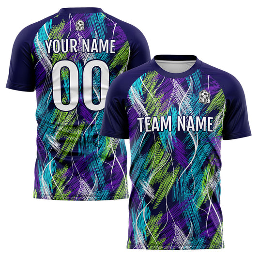 Benutzerdefinierte Lila Hellblau Fußball Trikots für Männer Frauen Personalisierte Fußball Uniformen für Erwachsene und Kind
